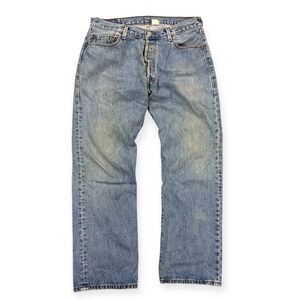 VTG Levi's 501 Button Fly Jeans Men's 38x30 Blue Denim Light Wash Straight Leg